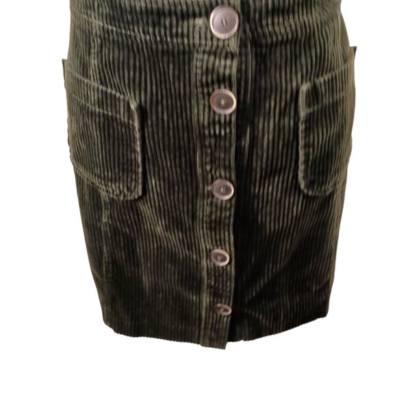 For the Republic Dark Green Corduroy Skirt, Button Front, Pockets, SZ 14, Preppy - Picture 3 of 11